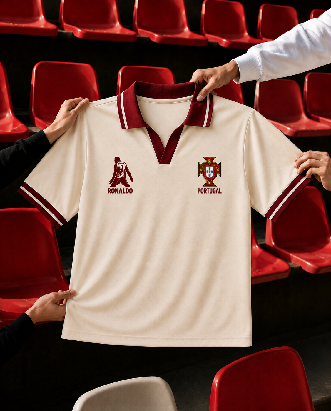 Retro Portugal Cream Football Polo — Vintage Heritage Edition