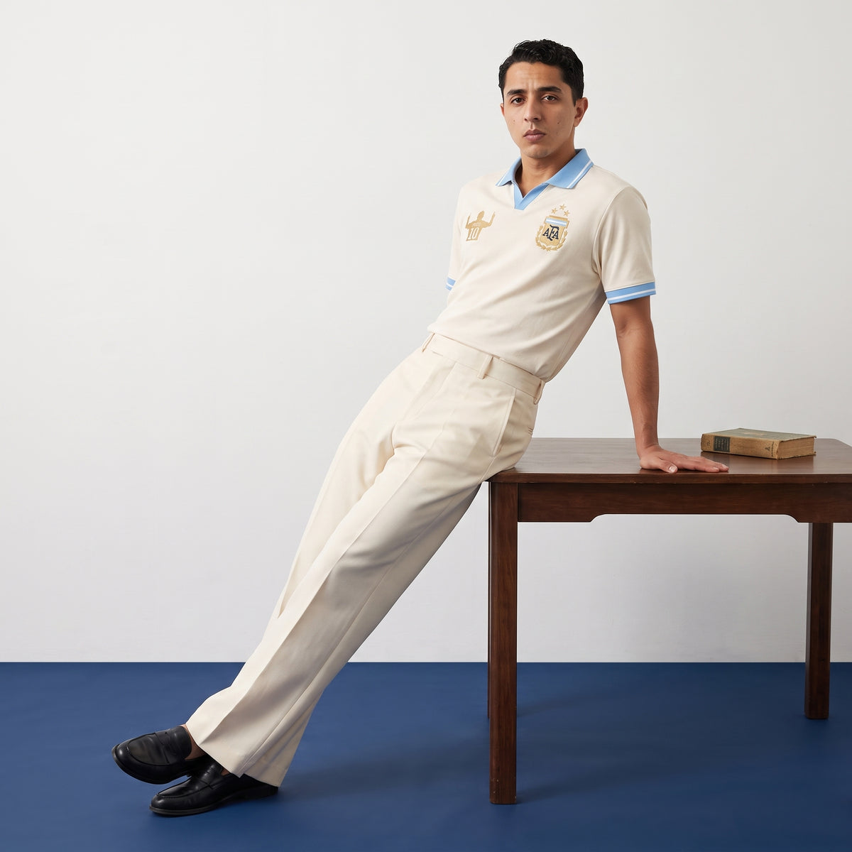 Retro Argentina Cream Football Polo — Vintage Albiceleste Edition