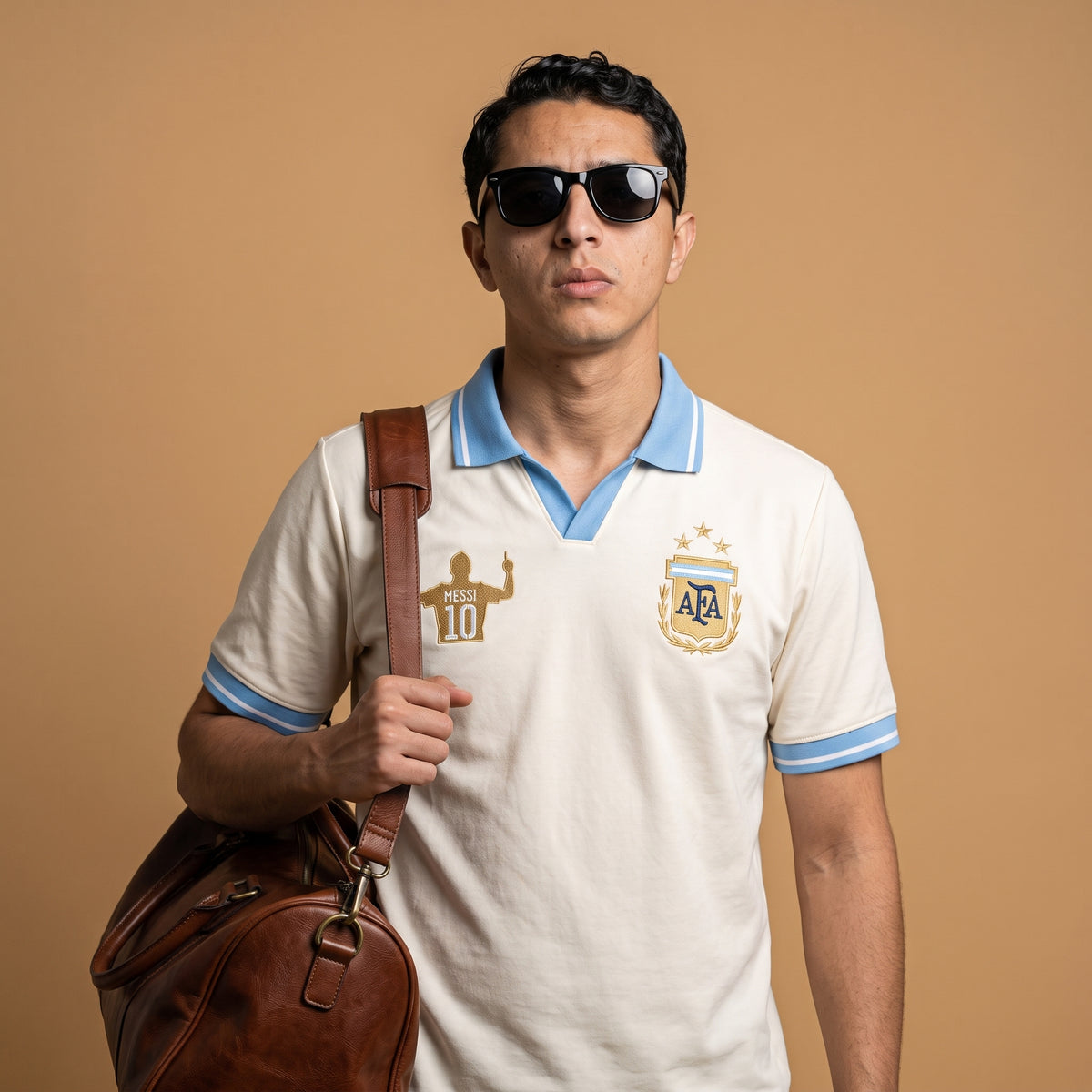 Retro Argentina Cream Football Polo — Vintage Albiceleste Edition