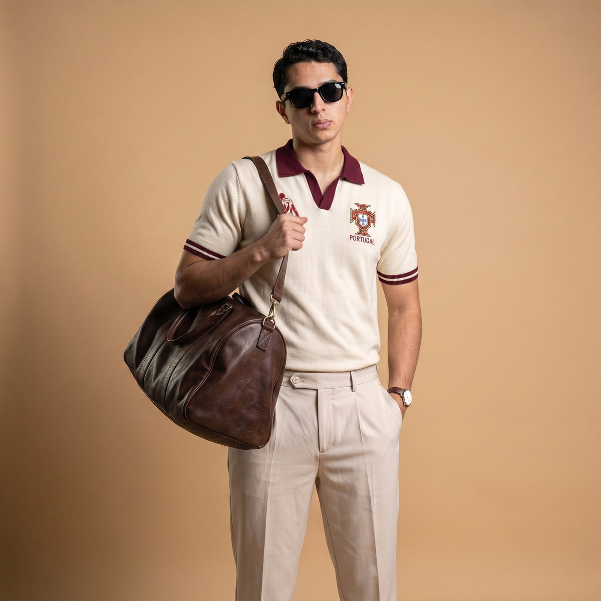 Retro Portugal Cream Football Polo — Vintage Heritage Edition