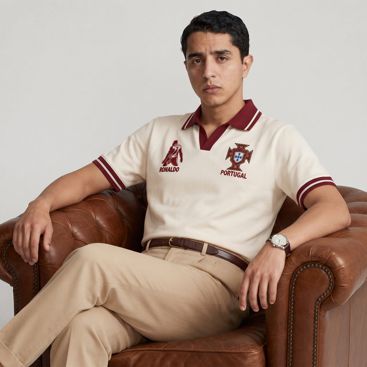 Retro Portugal Cream Football Polo — Vintage Heritage Edition